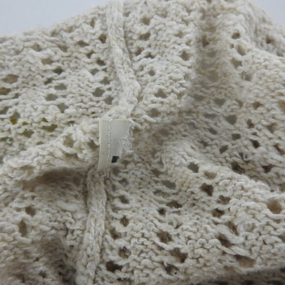 Vintage Women's Hollister Crochet Cardigan Sz L Open Knit Cream LS - Picture 6 of 6